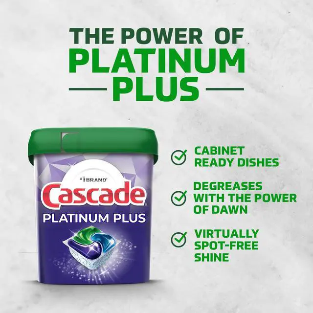 Alt view image 3 of 7 - Cascade Platinum Plus Dishwasher Pods ActionPacs with Power of Bleach, 21 Count