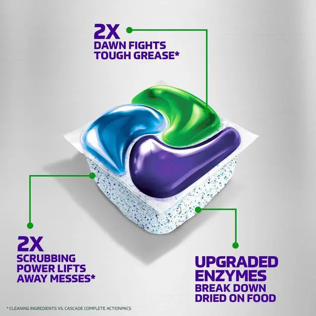 Alt view image 2 of 7 - Cascade Platinum Plus Dishwasher Pods ActionPacs with Power of Bleach, 21 Count