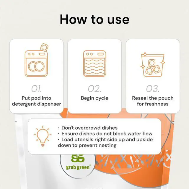 Alt view image 2 of 7 - Grab Green Dishwasher Pods, Tangerine with Lemongrass, 24 Count