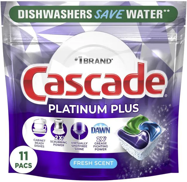 Main image of Cascade Platinum ActionPacs Dishwasher Detergent Pods, Fresh, 11 Count