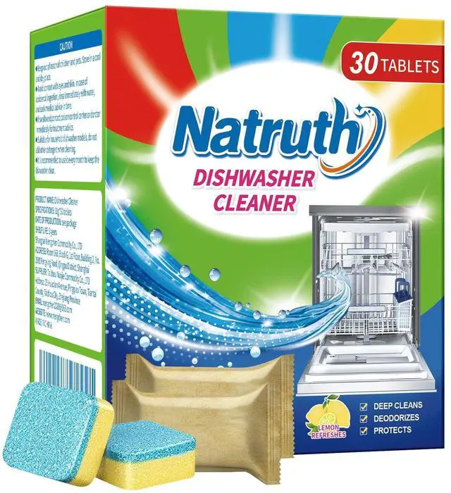 Main image of NATRUTH 30 Pack Dishwasher Cleaner Tablets Individually Wrapped, Deep Cleaning, Removes Grease & Limescale, Compatible with All DishWashing Machines