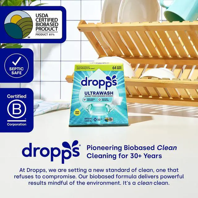 Alt view image 5 of 6 - Dropps UltraWash Dishwasher Detergent Pods, Lemon Citrus, 32 Count