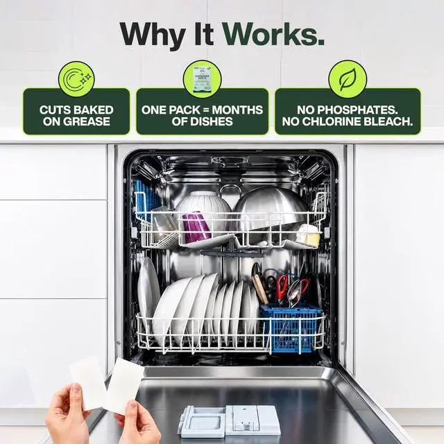 Alt view image 4 of 6 - Zero Trace Dishwasher Detergent Sheets, Eco-Friendly, Plant Powered, Lemon Scent, 60 Loads