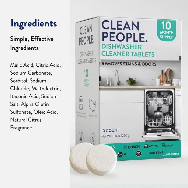 Alt view image 3 of 6 - The Clean People Dishwasher Cleaner Tablets, 6 Count, Citrus Scent - Removes Limescale, Mineral Buildup, Grease & Odors