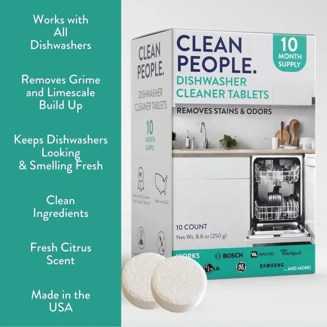 Alt view image 5 of 6 - The Clean People Dishwasher Cleaner Tablets, 6 Count, Citrus Scent - Removes Limescale, Mineral Buildup, Grease & Odors