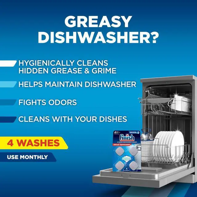Alt view image 3 of 7 - Finish Dishwasher Cleaner Tablets, Grease & Grime Remover, 4ct