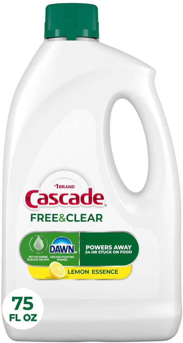 Main image of Cascade Free & Clear Dishwasher Detergent Liquid Gel, Lemon, 75oz