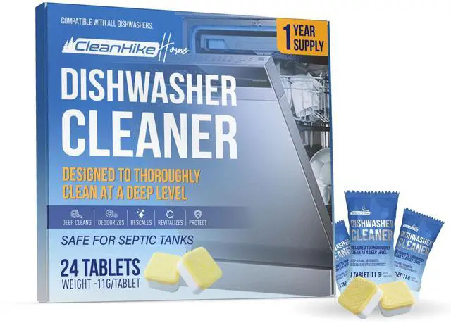 Main image of CleanHike 24-Pack Dishwasher Cleaner & Deodorizer Tablets Citric Acid