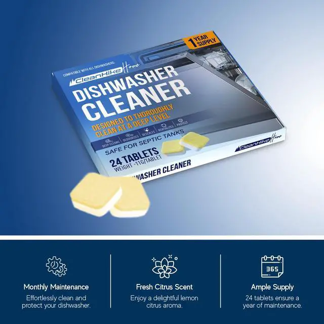 Alt view image 7 of 7 - CleanHike 24-Pack Dishwasher Cleaner & Deodorizer Tablets Citric Acid