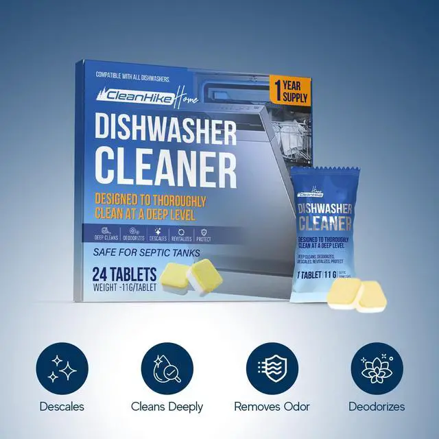 Alt view image 3 of 7 - CleanHike 24-Pack Dishwasher Cleaner & Deodorizer Tablets Citric Acid