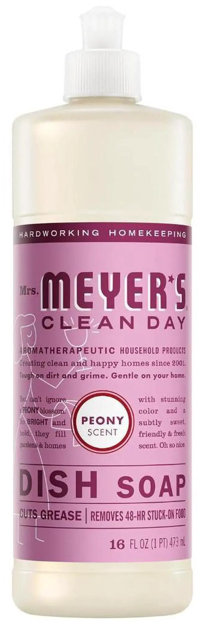 Main image of MRS. MEYER'S CLEAN DAY Liquid Dish Soap, Peony Scent, 16 Fl Oz Bottle
