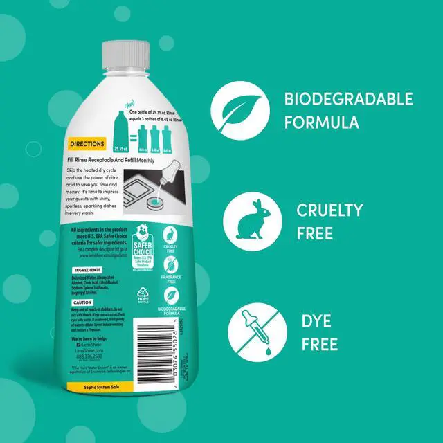 Alt view image 4 of 7 - Lemi Shine Shine and Dry Natural Dishwasher Rinse Aid 25.35fl oz