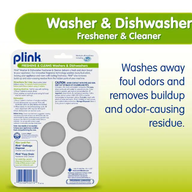 Alt view image 3 of 6 - Plink Washer and Dishwasher Cleaner and Freshener, 2 Packs of 4 Tablets, Fresh Lemon Scent, Prevents Residue, Removes Odors, Septic-Friendly