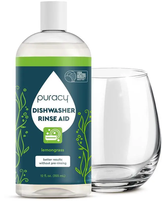 Main image of Puracy Dishwasher Rinse Aid Cleaner, Spot & Residue Free, Drying Agent, Lemongrass, 12 Oz