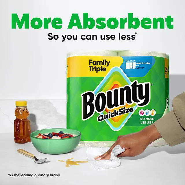 Alt view image 6 of 7 - Bounty Quick Size Paper Towels, White, 2 Family Triple Rolls (Equals 6+ Regular Rolls)