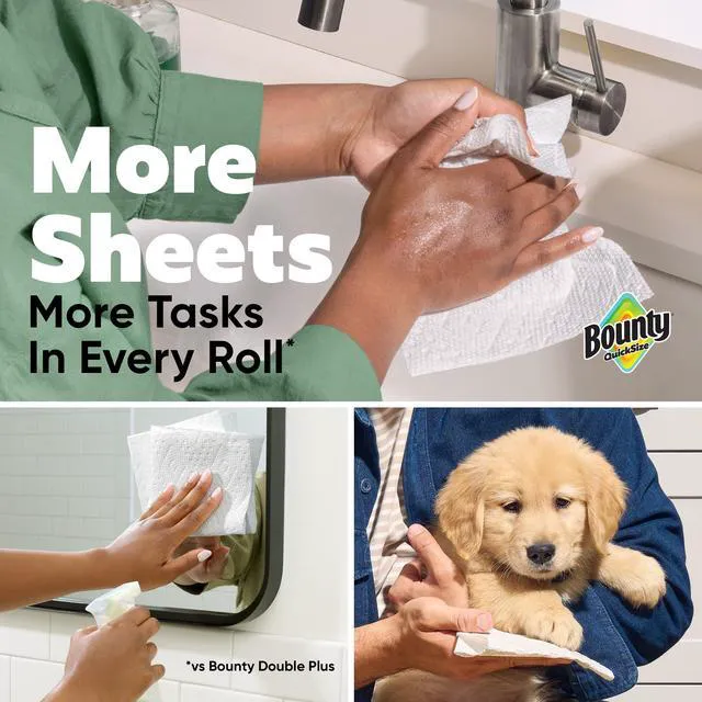 Alt view image 3 of 7 - Bounty Quick Size Paper Towels, White, 2 Family Triple Rolls (Equals 6+ Regular Rolls)