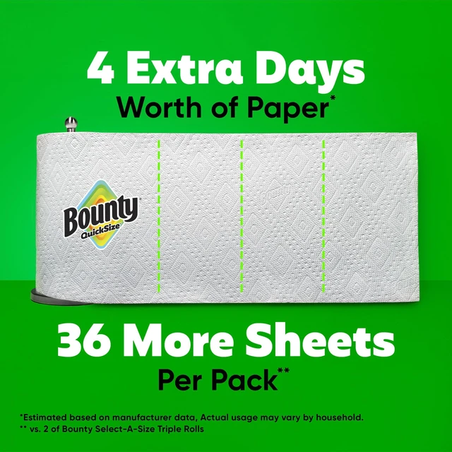 Alt view image 7 of 7 - Bounty Quick Size Paper Towels, White, 2 Family Triple Rolls (Equals 6+ Regular Rolls)