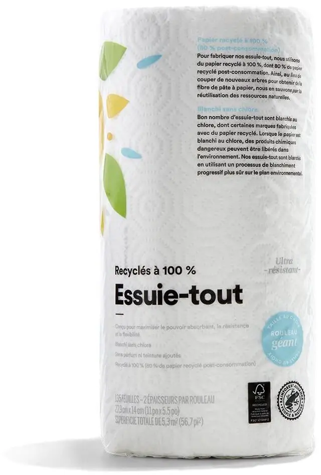 Alt view image 4 of 5 - 365 by Whole Foods Market 100% Recycled Jumbo Paper Towels Ultra-Strong, 135 Sheets per Roll, 2-Pack