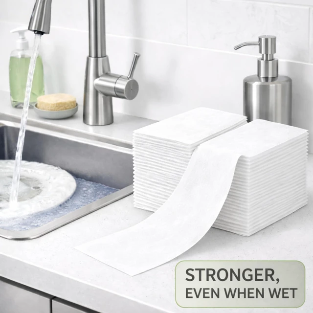 Alt view image 3 of 6 - 50 Count Cloth-Like Paper Towels for Bathroom, Disposable Hand Towels, White