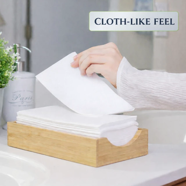 Alt view image 2 of 6 - 50 Count Cloth-Like Paper Towels for Bathroom, Disposable Hand Towels, White