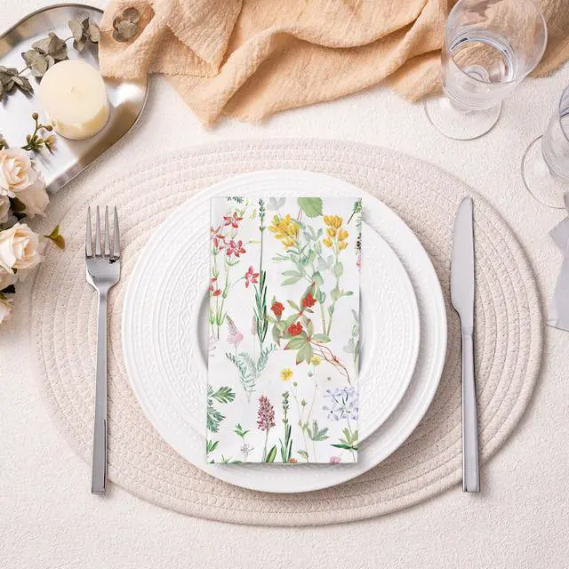 Alt view image 5 of 5 - RUSPEPA Wild Flower Decorative Paper Hand Towels Disposable Napkins 3 Ply 4.3 x 7.5 Inches, 50 Packs for Bathroom Guest Room Wedding Baby Shower Party