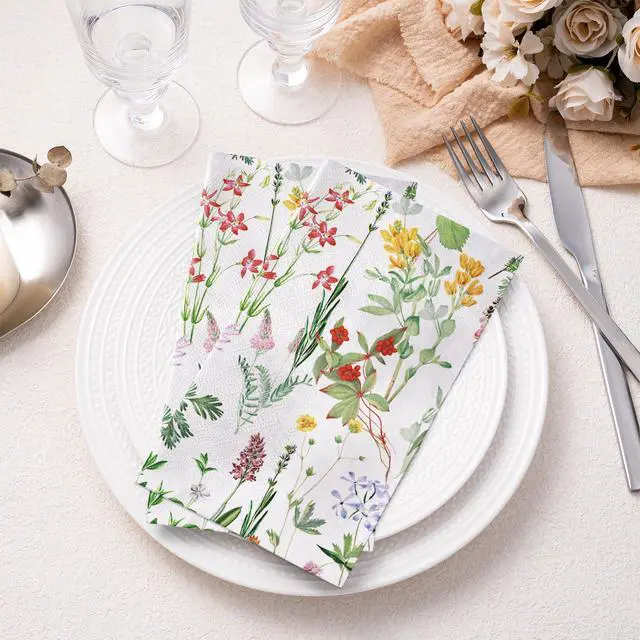 Alt view image 4 of 5 - RUSPEPA Wild Flower Decorative Paper Hand Towels Disposable Napkins 3 Ply 4.3 x 7.5 Inches, 50 Packs for Bathroom Guest Room Wedding Baby Shower Party
