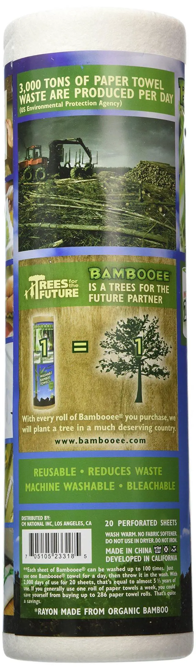 Alt view image 3 of 5 - Bambooee Reusable Bamboo Towel - Single Roll, 20 Sheets