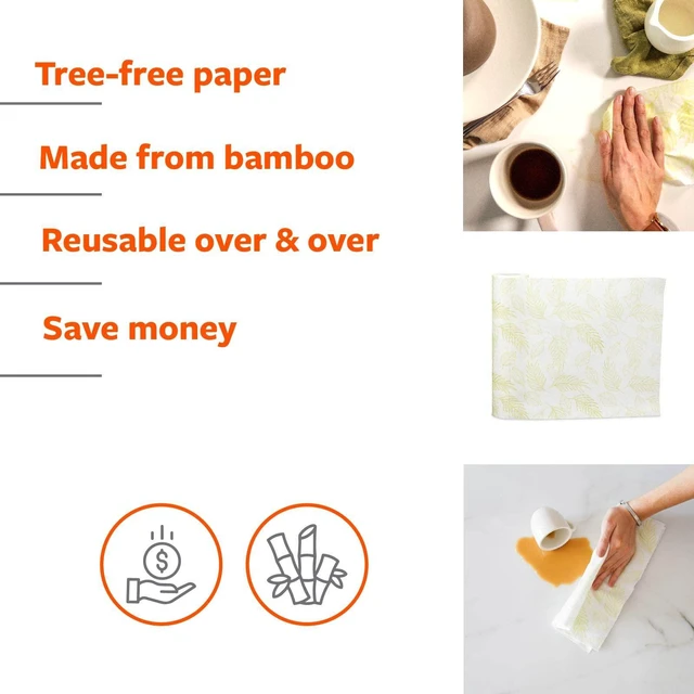 Alt view image 6 of 6 - Full Circle Tough Sheets Reusable Plant-based Bamboo Paper Towels, Super-Absorbent, Multi-Use Cleaning, 30 Sheet Roll