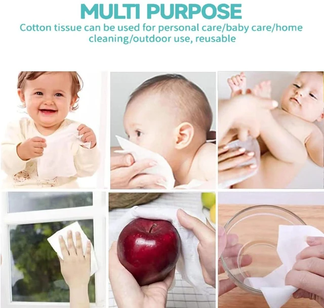 Alt view image 7 of 7 - MSOEUESO 100 Count Soft Dry Wipes Cotton Facial Tissues Disposable Face Towels for Sensitive Skin, Facial Cleansing, Makeup Removing, Surface Cleaning
