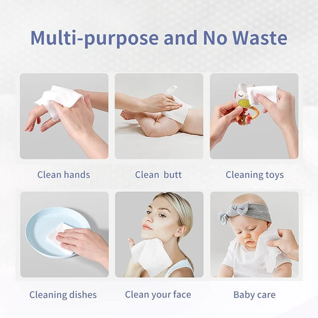 Alt view image 5 of 6 - MSOEUESO Disposable Face Towel 100 Count - Cotton Facial Tissues, Dry Face Cloths, Thick Facial Wipes, Makeup Remover Wipes, Ultra Soft for Adults and Baby