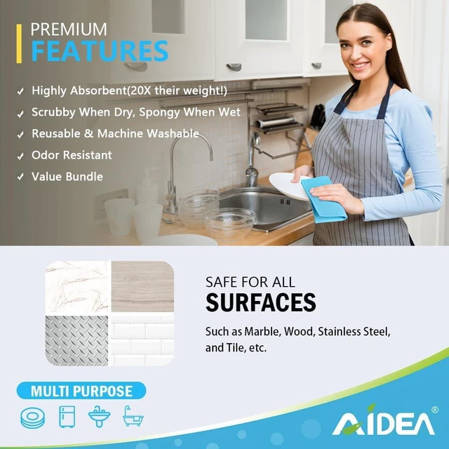 Alt view image 4 of 6 - AIDEA Swedish Dishcloths 10PK, Reusable Paper Towels 7"x6"