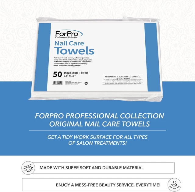Alt view image 6 of 7 - ForPro Professional Collection Original Lint-Free Disposable Nail Care Towels 12"x16" 50-Count