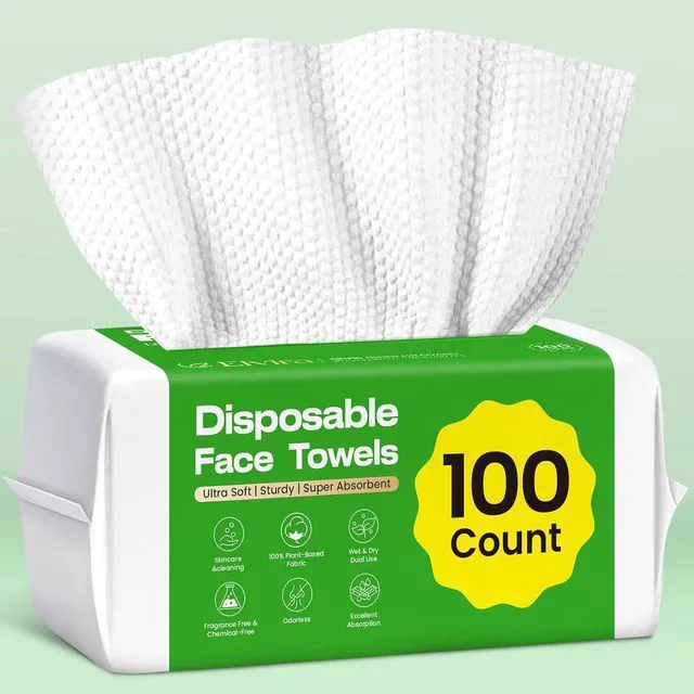 Main image of Elvira 100 Count Disposable Ultra Soft Skincare Face Towels