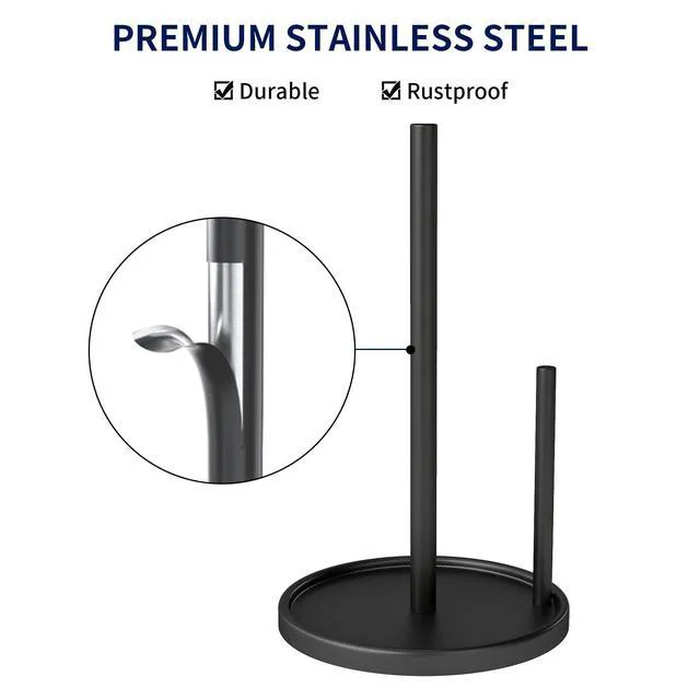 Alt view image 2 of 6 - Jesginboo Paper Towel Holder Countertop, Black, with Weighted Base for Kitchen