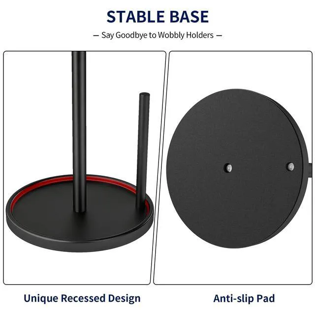 Alt view image 6 of 6 - Jesginboo Paper Towel Holder Countertop, Black, with Weighted Base for Kitchen
