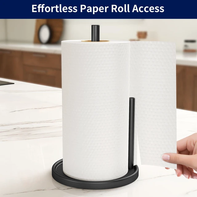 Alt view image 5 of 6 - Jesginboo Paper Towel Holder Countertop, Black, with Weighted Base for Kitchen
