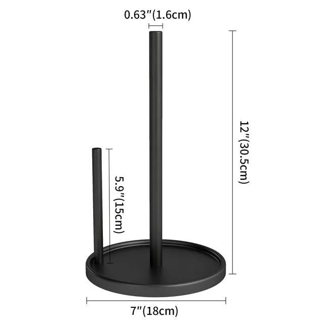 Alt view image 4 of 6 - Jesginboo Paper Towel Holder Countertop, Black, with Weighted Base for Kitchen
