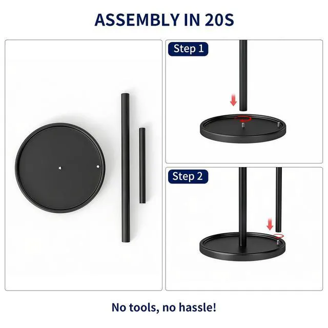 Alt view image 3 of 6 - Jesginboo Paper Towel Holder Countertop, Black, with Weighted Base for Kitchen