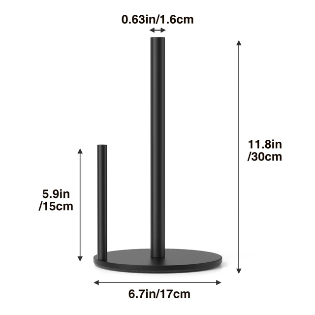 Alt view image 6 of 6 - Black Stainless Steel Paper Towel Holder for Kitchen Countertop Roll Organizer