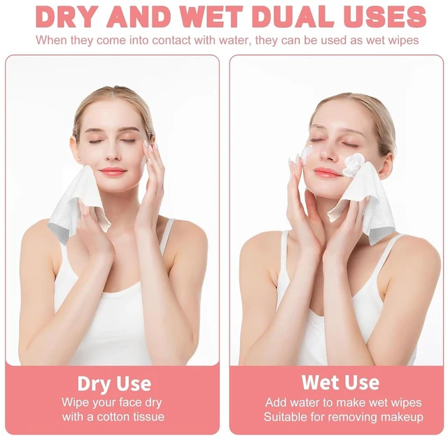 Alt view image 4 of 6 - 100 Count Disposable Face Towel, Ultra Soft & Thick Biodegradable Washcloths, Lint-Free Dry Wipes for Sensitive Skin, Makeup Remover