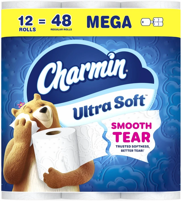 Main image of Charmin Ultra Soft Toilet Paper, 12 Mega Rolls (24 Regular Rolls), 2-Ply Bath Tissue
