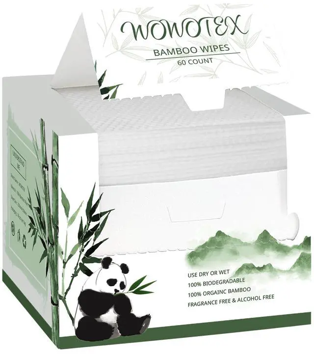 Main image of WOWOTEX Bamboo Rayon Disposable Face Towels for Sensitive Skin, Ultra Soft