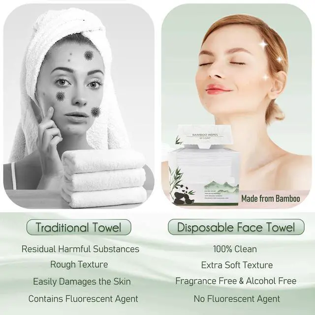Alt view image 6 of 6 - WOWOTEX Bamboo Rayon Disposable Face Towels for Sensitive Skin, Ultra Soft