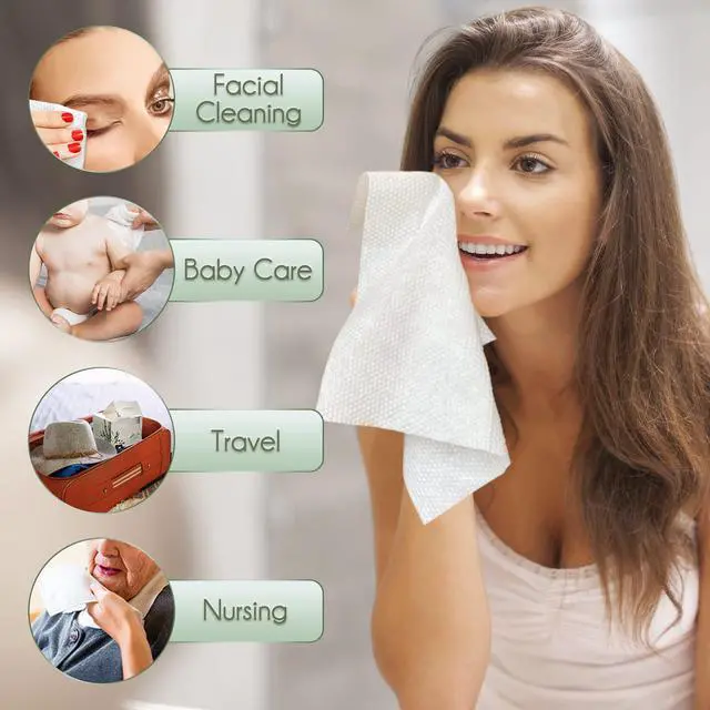 Alt view image 4 of 6 - WOWOTEX Bamboo Rayon Disposable Face Towels for Sensitive Skin, Ultra Soft