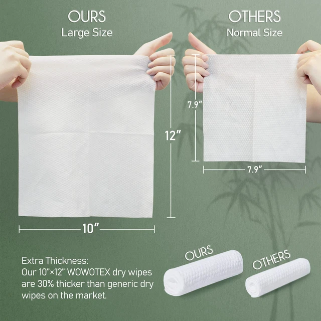Alt view image 5 of 6 - WOWOTEX Bamboo Rayon Disposable Face Towels for Sensitive Skin, Ultra Soft