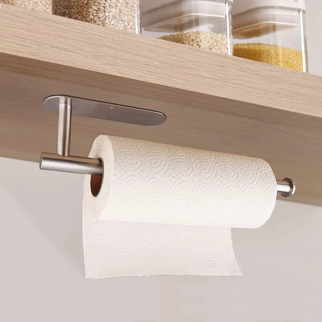 Alt view image 4 of 6 - Stainless Steel Self-Adhesive under Cabinet Paper Towel Holder, Adhesive and Screws Mounting