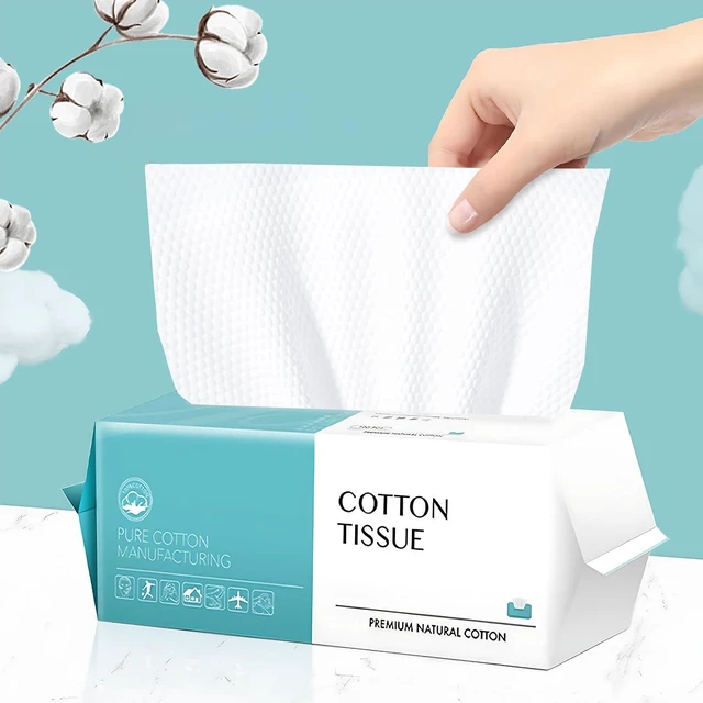 Main image of Disposable Face Towel 100 Count, Soft Cotton - Multi-Purpose Facial Wipes for Skin Care, Makeup Remover, and Facial Cleansing