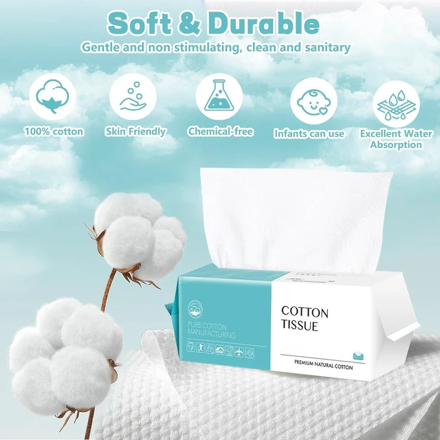 Alt view image 2 of 6 - Disposable Face Towel 100 Count, Soft Cotton - Multi-Purpose Facial Wipes for Skin Care, Makeup Remover, and Facial Cleansing