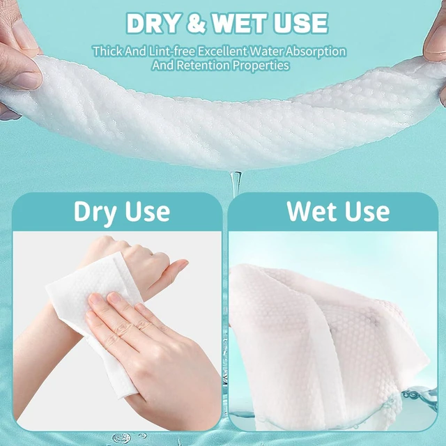 Alt view image 4 of 6 - Disposable Face Towel 100 Count, Soft Cotton - Multi-Purpose Facial Wipes for Skin Care, Makeup Remover, and Facial Cleansing