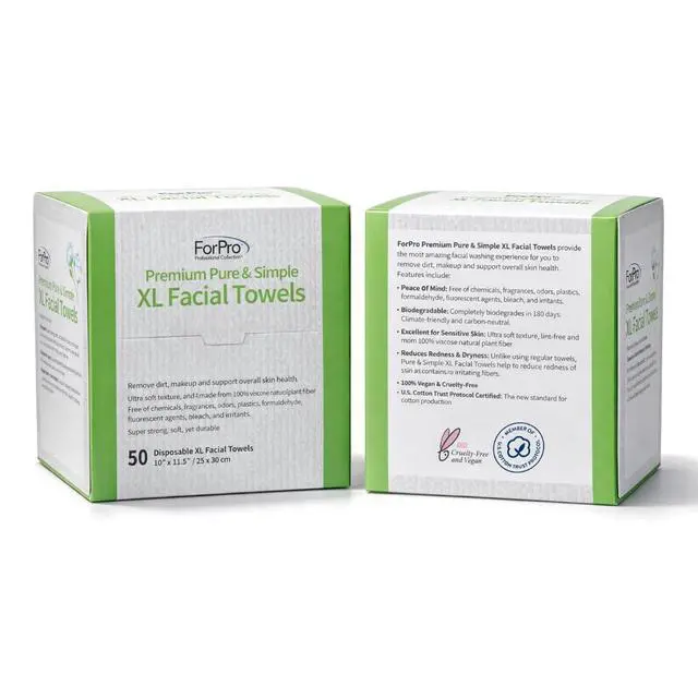 Alt view image 4 of 6 - ForPro Pure & Simple XL Facial Towels 10"x11.5" 50ct Vegan Cruelty-Free